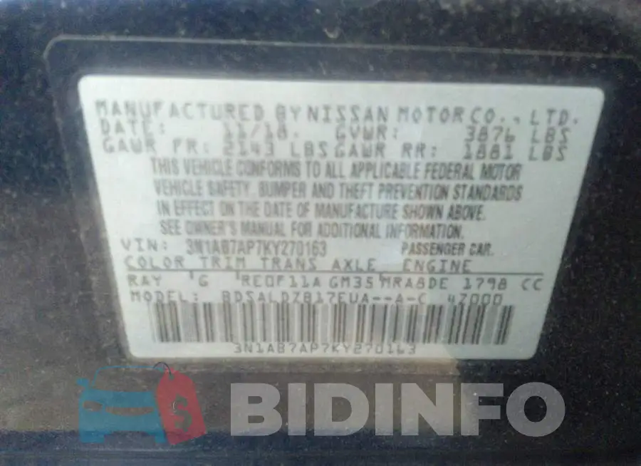 3N1AB7AP7KY270163 Photo# 9