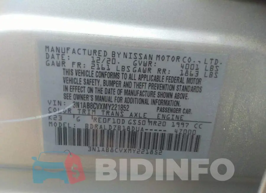 3N1AB8CVXMY221852 Photo# 9