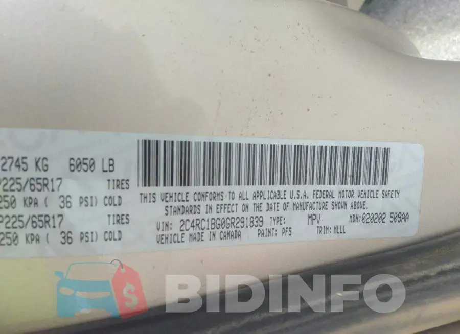 2C4RC1BG0GR291839 Photo# 9