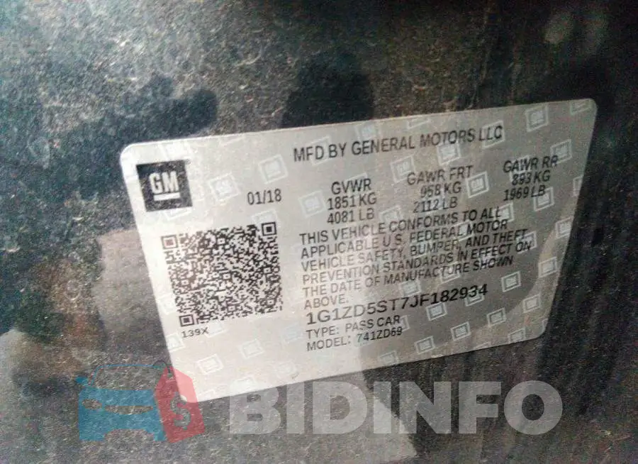 1G1ZD5ST7JF182934 Photo# 9