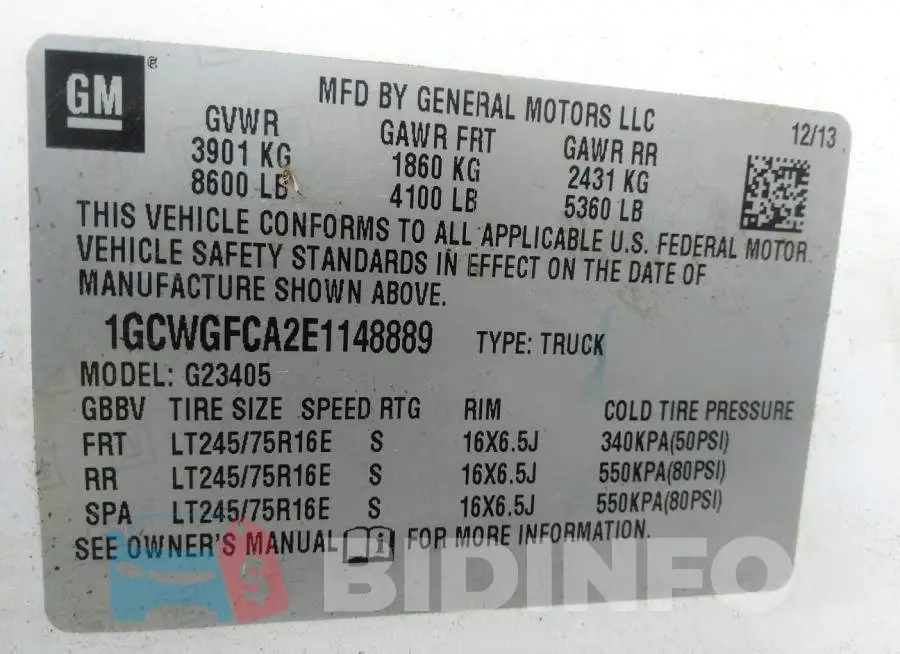 1GCWGFCA2E1148889 Photo# 9