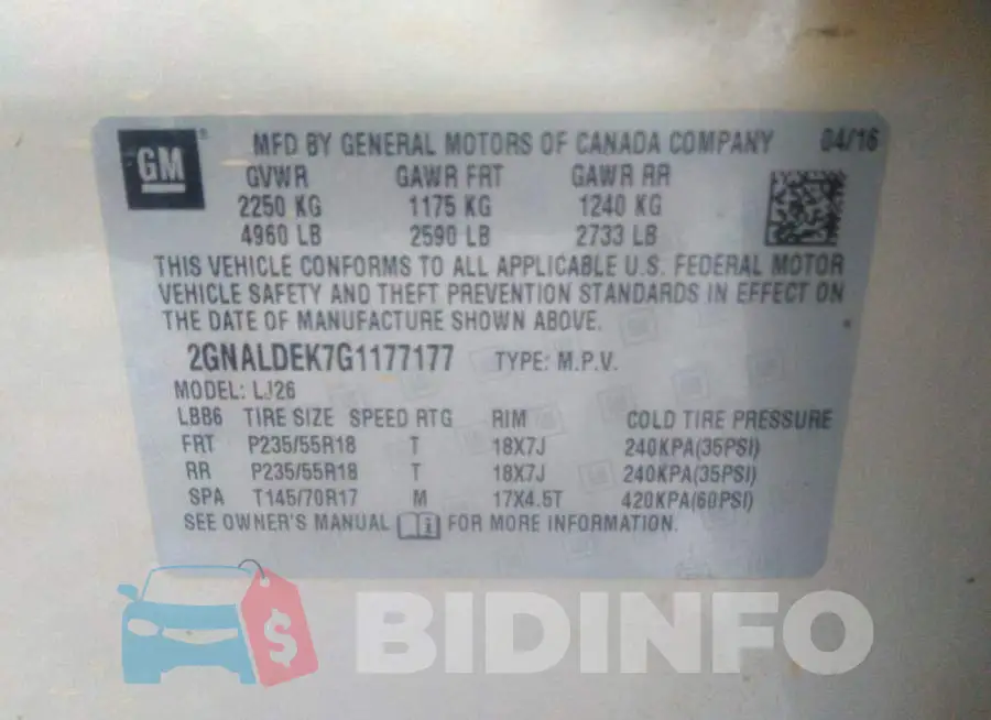 2GNALDEK7G1177177 Photo# 9