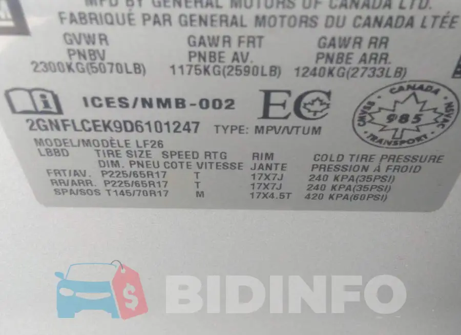 2GNFLCEK9D6101247 Photo# 9