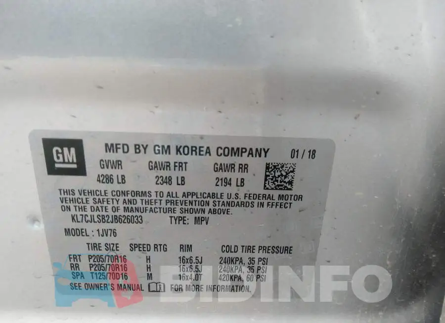 KL7CJLSB2JB626033 Photo# 9