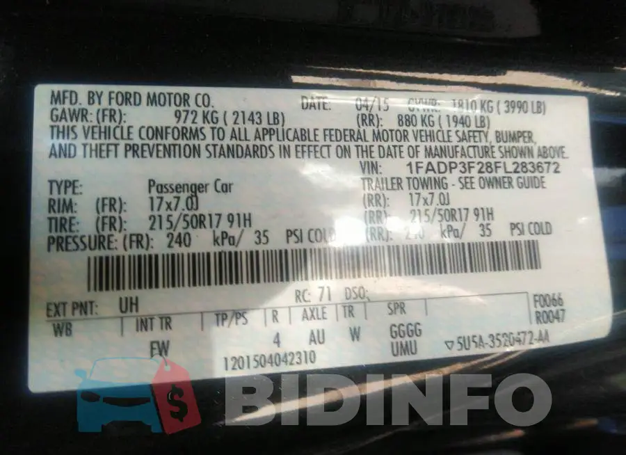 1FADP3F28FL283672 Photo# 9