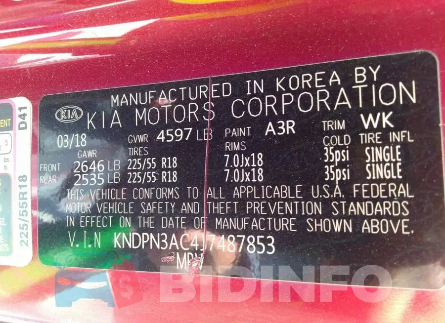 KNDPN3AC4J7487853 Photo# 9