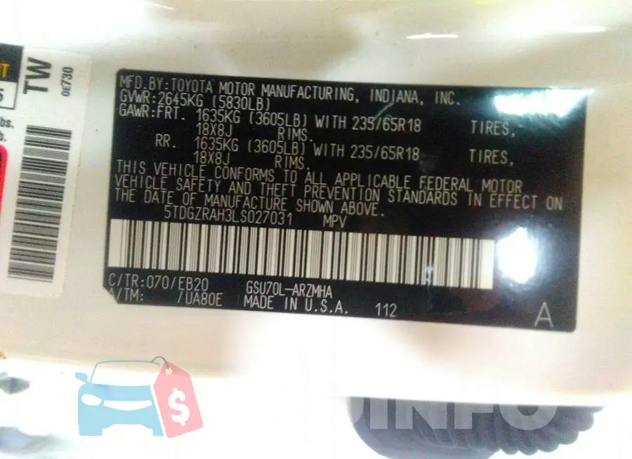 5TDGZRAH3LS027031 Photo# 9