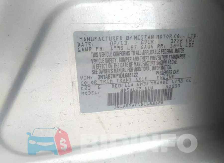 3N1AB7AP1DL688122 Photo# 9