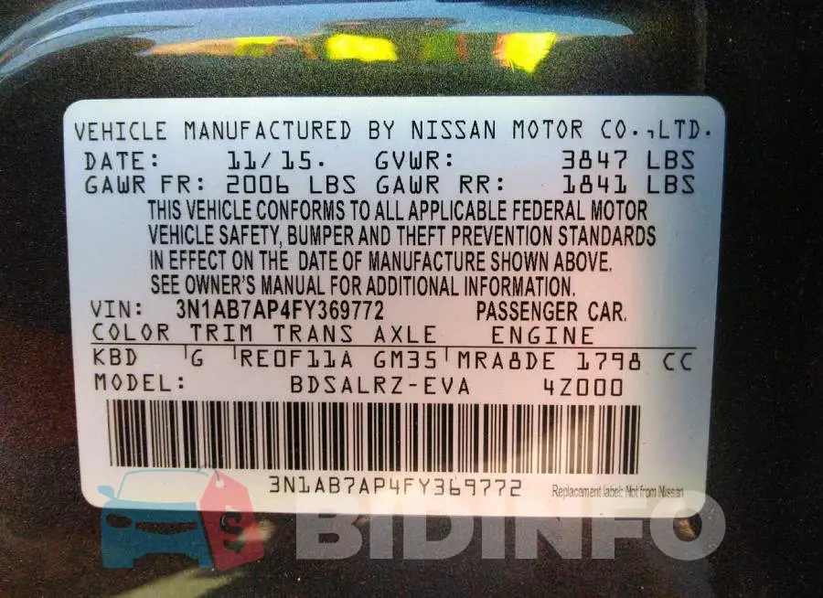 3N1AB7AP4FY369772 Photo# 9