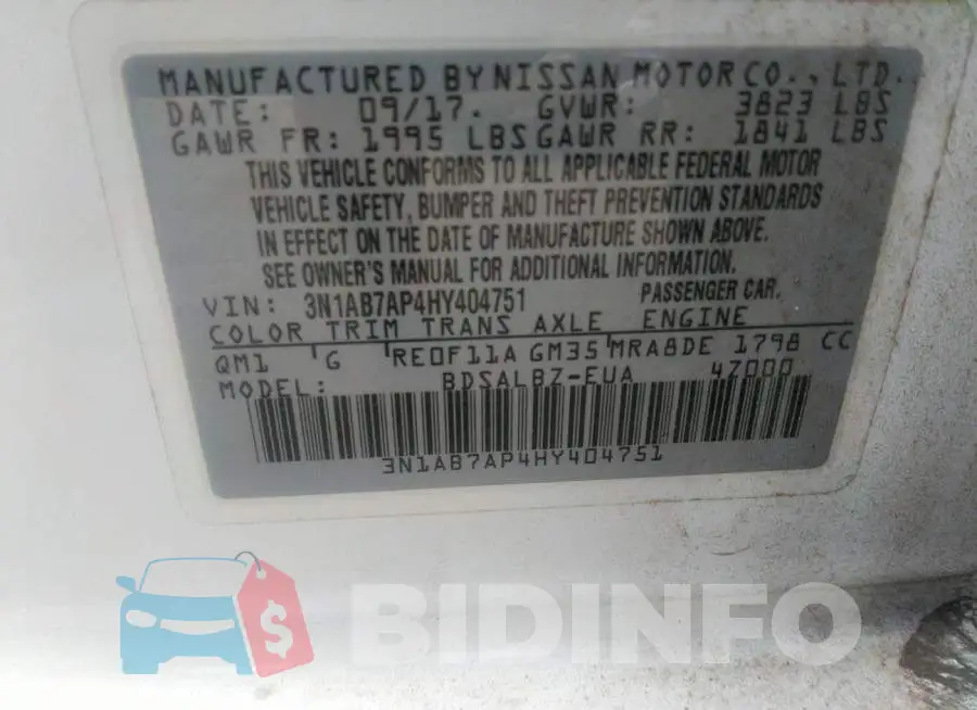 3N1AB7AP4HY404751 Photo# 9