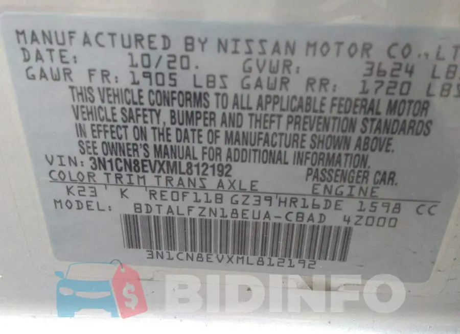 3N1CN8EVXML812192 Photo# 9