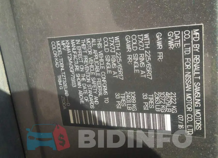 KNMAT2MV3GP719113 Photo# 9