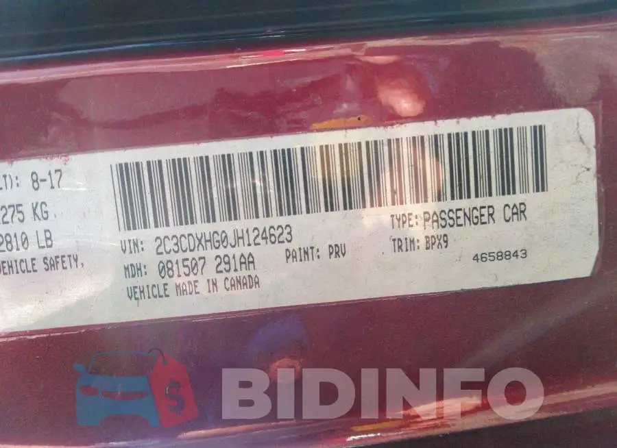 2C3CDXHG0JH124623 Photo# 9