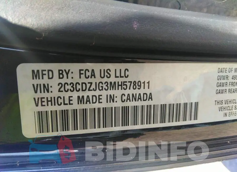 2C3CDZJG3MH578911 Photo# 9