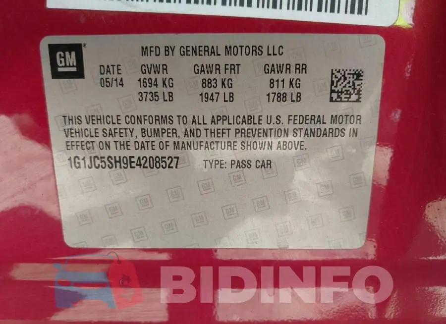 1G1JC5SH9E4208527 Photo# 9