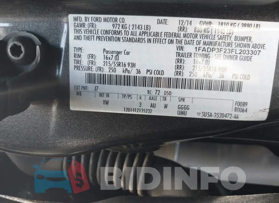 1FADP3F23FL203307 Photo# 9