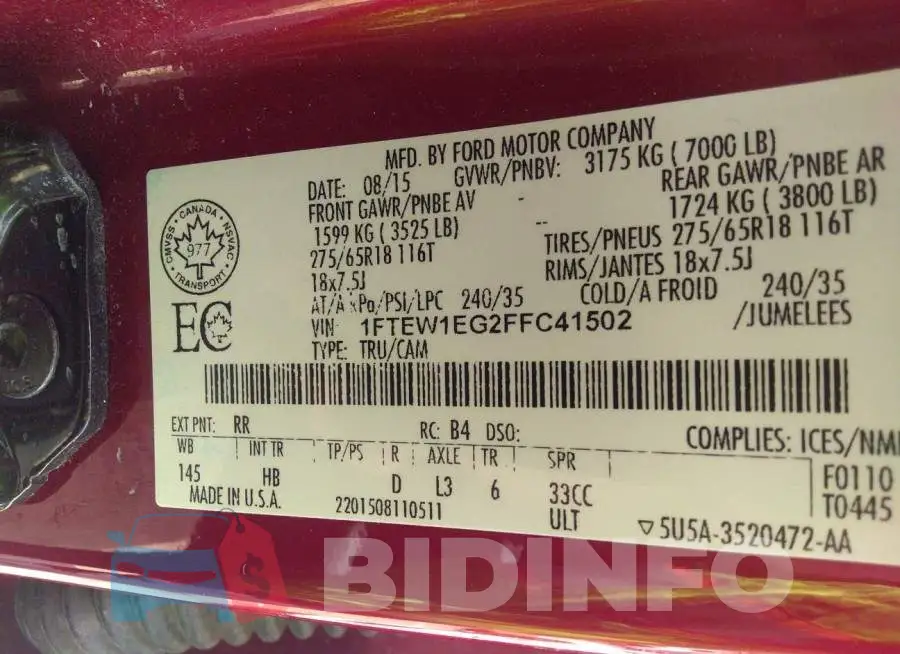 1FTEW1EG2FFC41502 Photo# 9