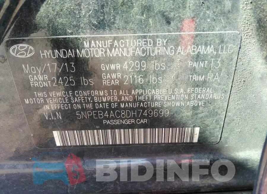 5NPEB4AC8DH749699 Photo# 9