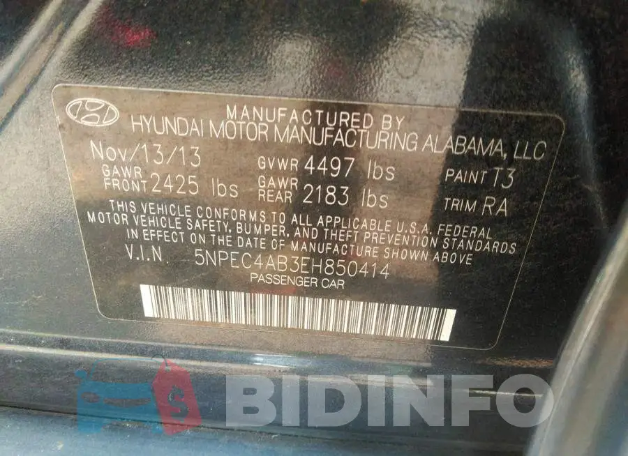 5NPEC4AB3EH850414 Photo# 9