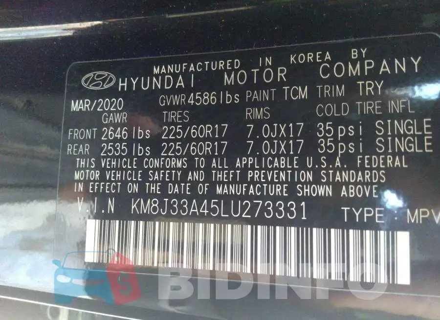 KM8J33A45LU273331 Photo# 9