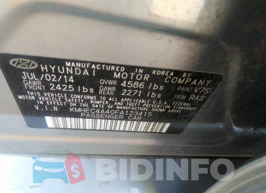 KMHEC4A40FA123415 Photo# 9