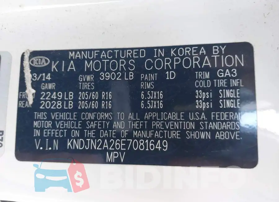 KNDJN2A26E7081649 Photo# 9