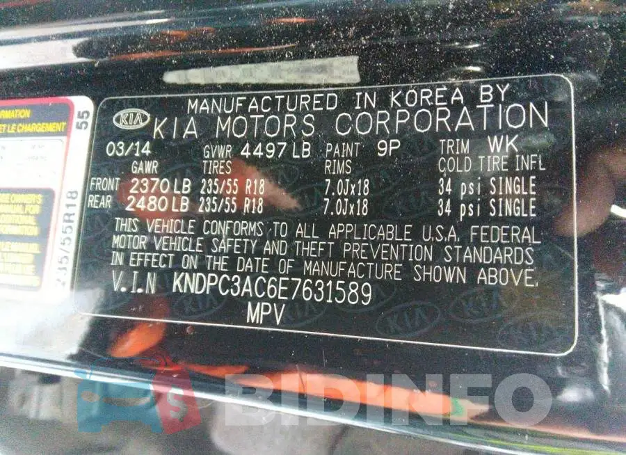 KNDPC3AC6E7631589 Photo# 9