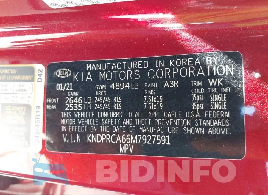 KNDPRCA66M7927591 Photo# 9