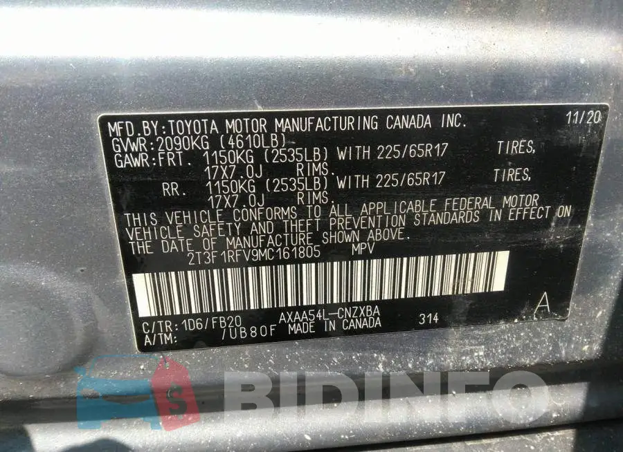 2T3F1RFV9MC161805 Photo# 9