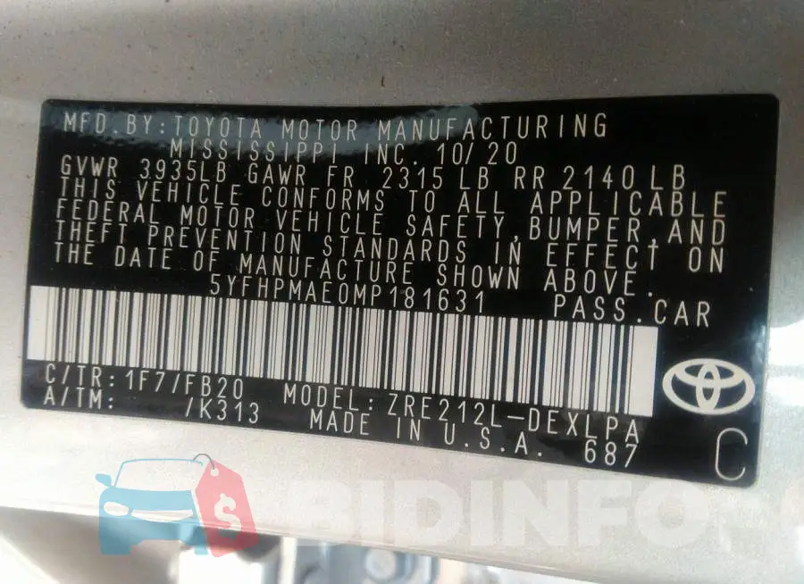 5YFHPMAE0MP181631 Photo# 9