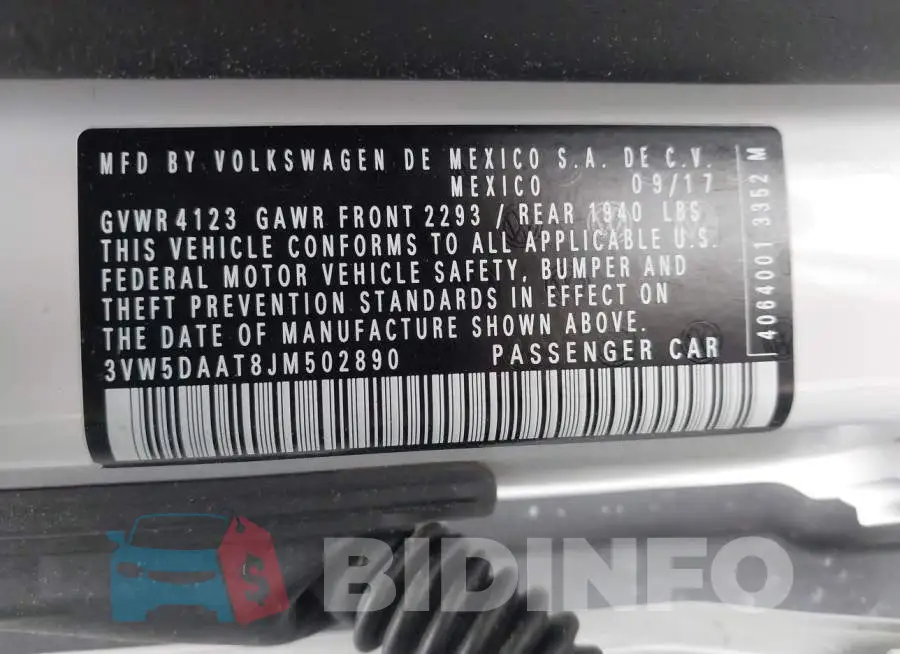 3VW5DAAT8JM502890 Photo# 9
