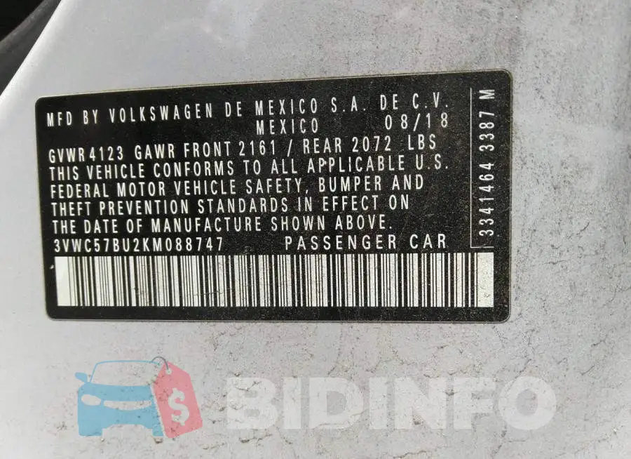 3VWC57BU2KM088747 Photo# 9