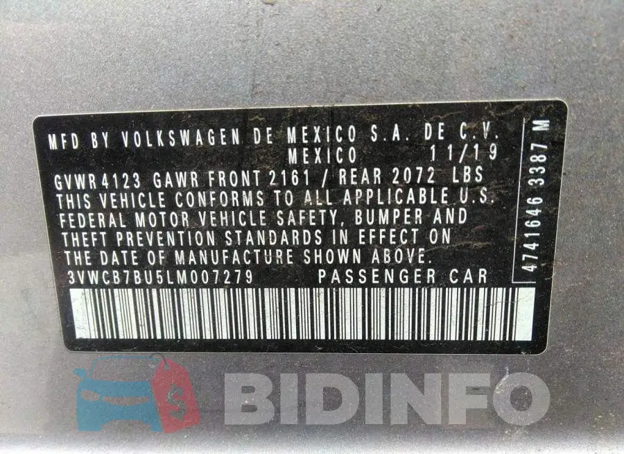 3VWCB7BU5LM007279 Photo# 9