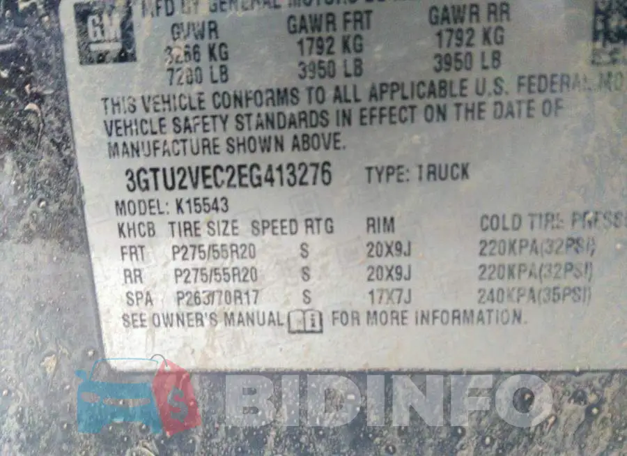 3GTU2VEC2EG413276 Photo# 9