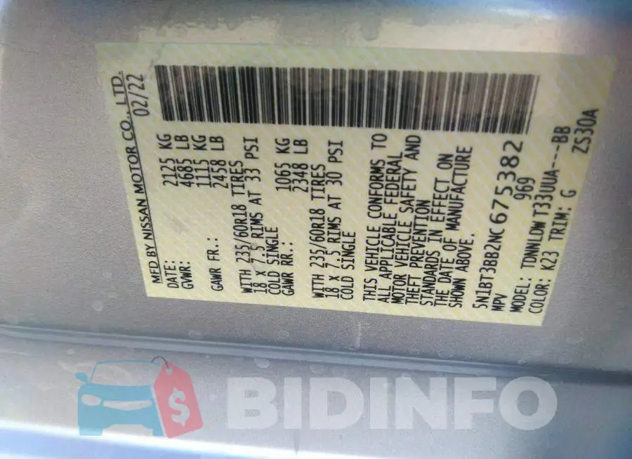 5N1BT3BB2NC675382 Photo# 9