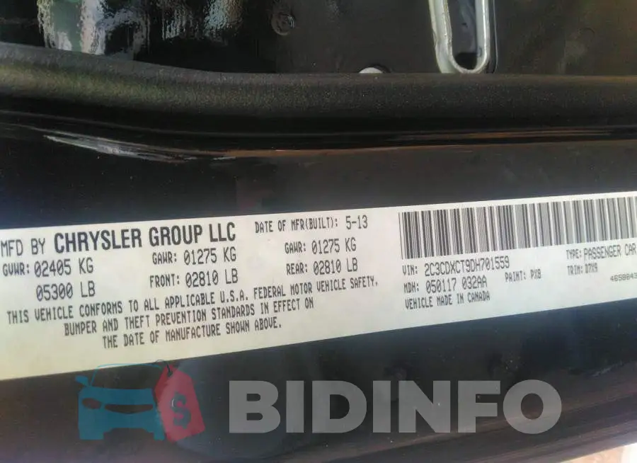 2C3CDXCT9DH701559 Photo# 9