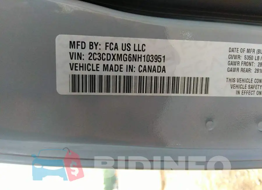 2C3CDXMG6NH103951 Photo# 9