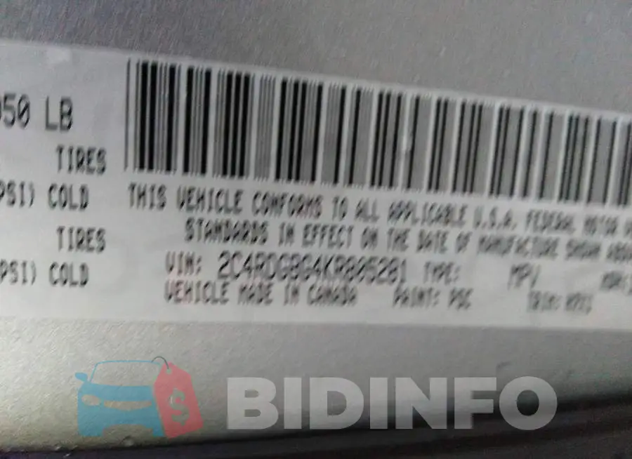 2C4RDGBG4KR805281 Photo# 9