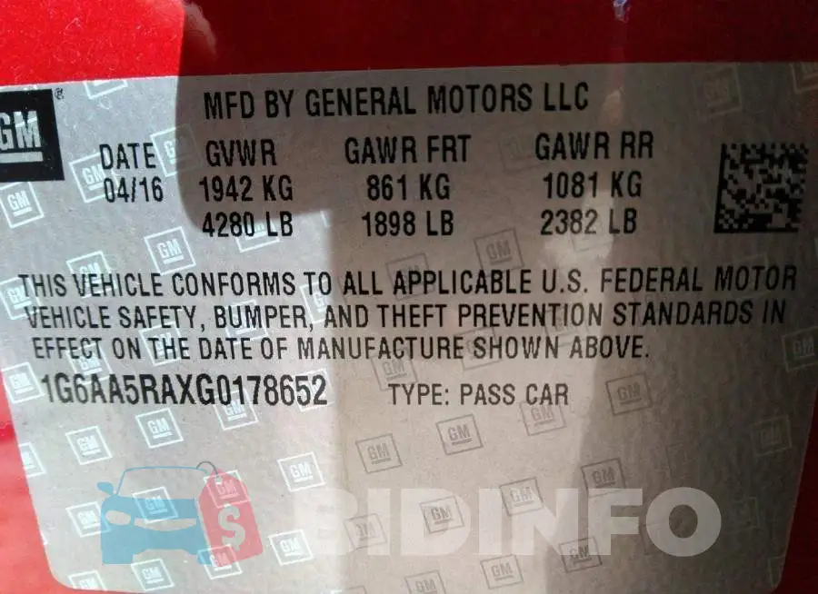 1G6AA5RAXG0178652 Photo# 9