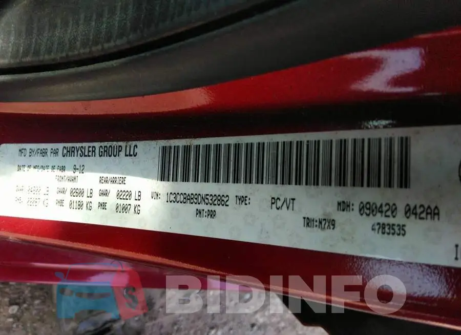 1C3CCBAB9DN532862 Photo# 9