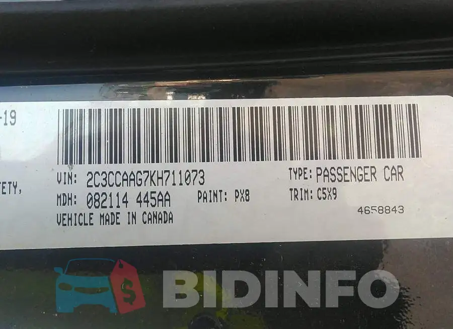 2C3CCAAG7KH711073 Photo# 9