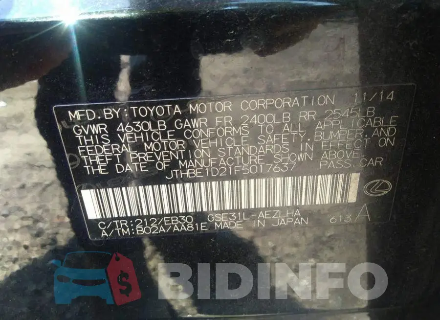 JTHBE1D21F5017637 Photo# 9