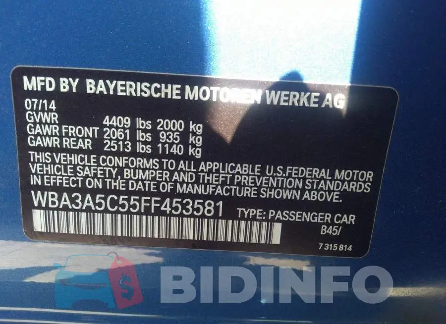 WBA3A5C55FF453581 Photo# 9