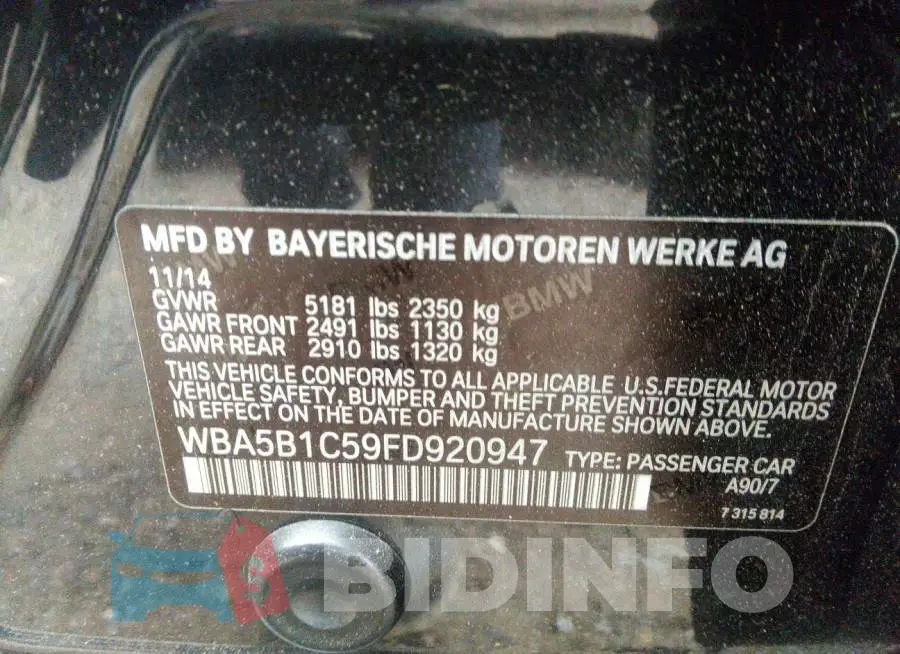 WBA5B1C59FD920947 Photo# 9
