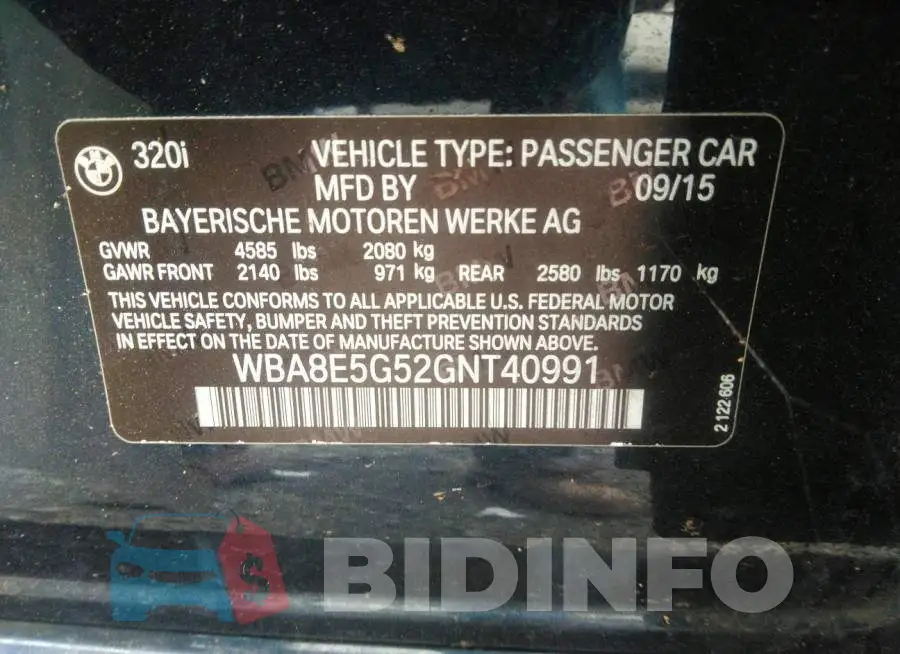 WBA8E5G52GNT40991 Photo# 9