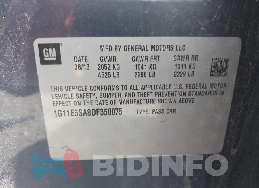 1G11E5SA8DF350075 Photo# 9