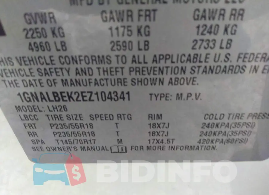 1GNALBEK2EZ104341 Photo# 9