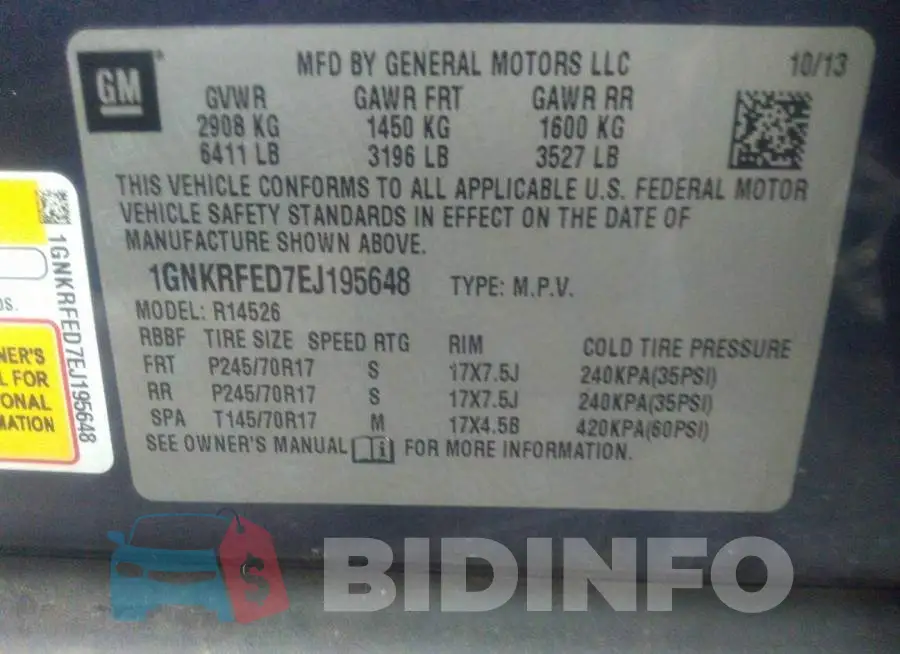 1GNKRFED7EJ195648 Photo# 9