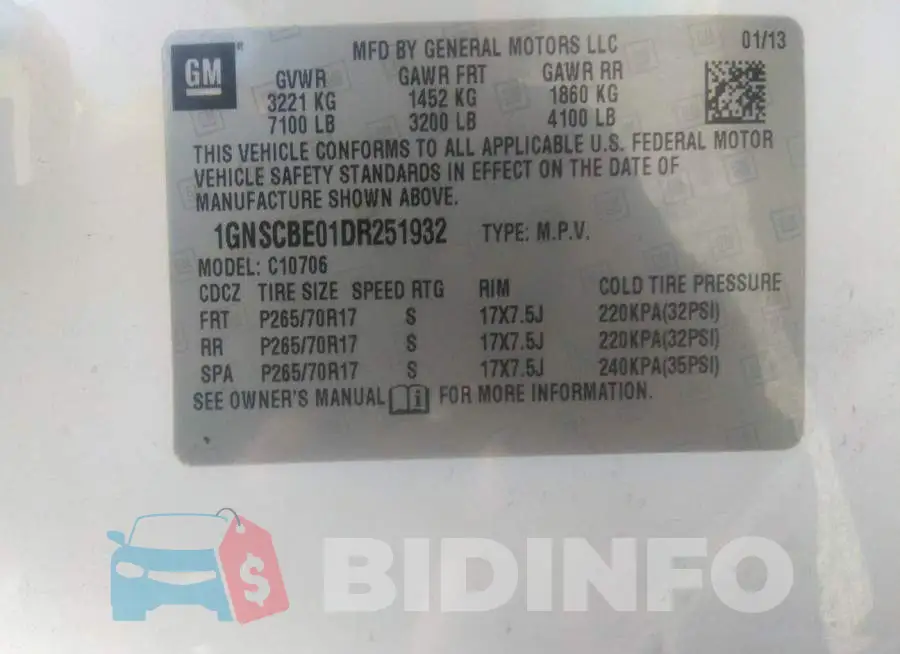1GNSCBE01DR251932 Photo# 9