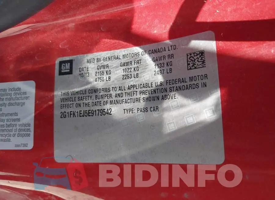 2G1FK1EJ5E9179542 Photo# 9